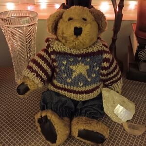 Boyds Bears, Eddie Bean Bower, amer. Flag Sweater Teddy Bear, Vintage, Nwts